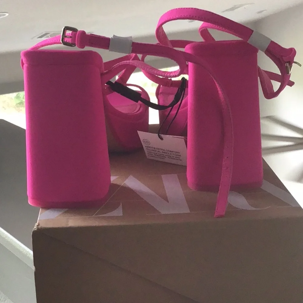 Zara Platform Sandals-Bright Pink/Fuschia - Picture 3 of 6